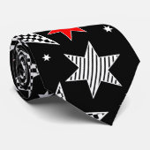 Zwarte en rode geometrische vormen stropdas (Opgerold)