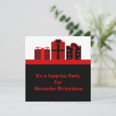 Zwarte en Rode Gifts Birthday Party Kaart (Staand voorkant)