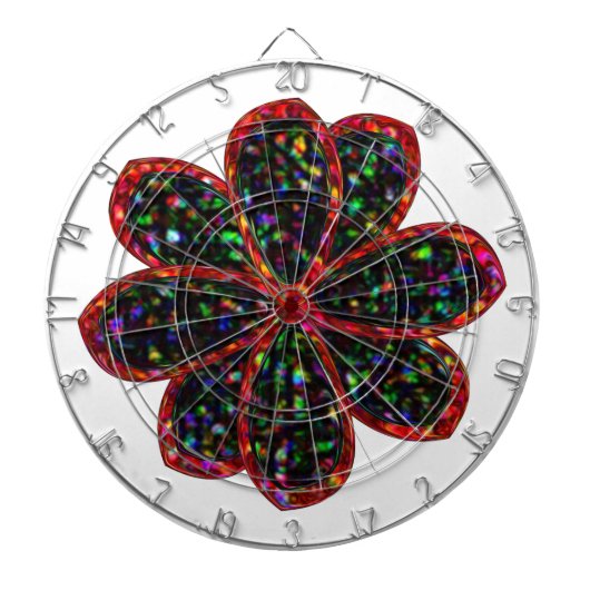 Zwarte en rode Glitter Flower Dart Board Dartbord (Voorkant)