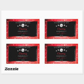 Zwarte en rode glitter-productlabels Logo diamante Rechthoekige Sticker (Vel)