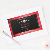 Zwarte en rode glitter-productlabels Logo diamante Rechthoekige Sticker (Envelop)