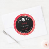 Zwarte en rode glitter-productlabels Logo diamante Ronde Sticker (Envelop)