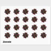 Zwarte en rode glitterventilatoren ronde sticker (Vel)