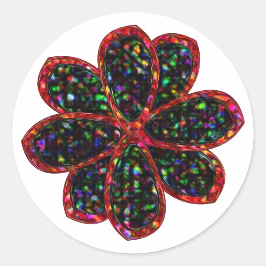 Zwarte en rode glitterventilatoren ronde sticker (Voorkant)