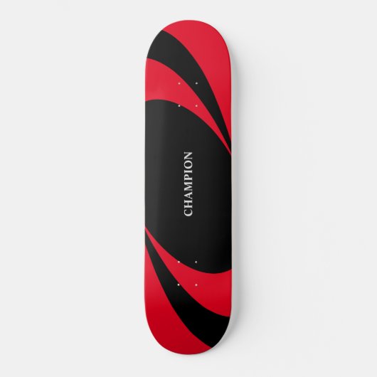 Zwarte en rode golvende lijnen persoonlijk skateboard (Voorkant)