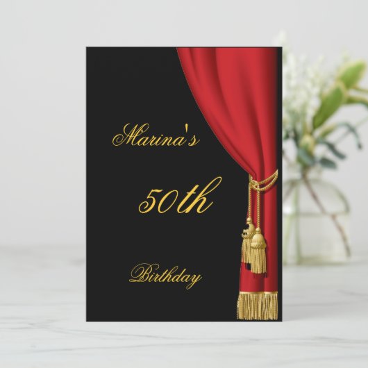 Zwarte en rode gordijn kaart (Staand voorkant)