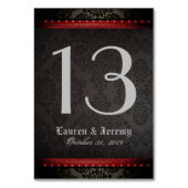 Zwarte en rode, Gothic Matching Wedding Table Kard Kaart (Voorkant)