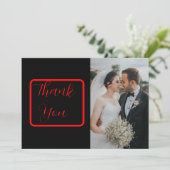 Zwarte en rode gotische bloem donkere foto bedankkaart (Staand voorkant)