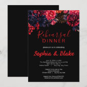 Zwarte en rode gotische bloemen donkere repetitie kaart (Voorkant / Achterkant)