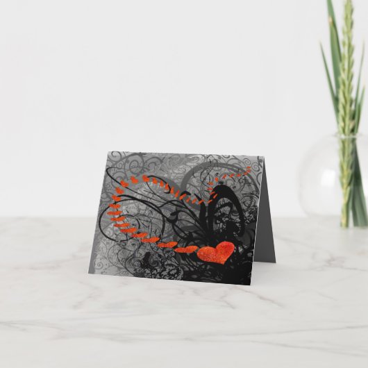 Zwarte en rode halve kruipen feestdagen kaart (Voorkant)