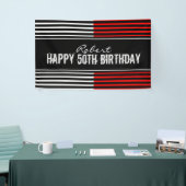 Zwarte en Rode Happy Birthday-banner Spandoek (Beurs)