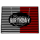 Zwarte en Rode Happy Birthday Groot Cadeauzakje (Voorkant)