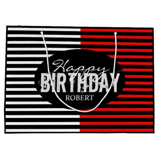 Zwarte en Rode Happy Birthday Groot Cadeauzakje (Achterkant)