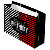 Zwarte en Rode Happy Birthday Groot Cadeauzakje (Voorkant Gekanteld)