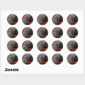 Zwarte en Rode Hart Draaikolken Ronde Sticker (Vel)