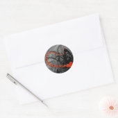 Zwarte en Rode Hart Draaikolken Ronde Sticker (Envelop)
