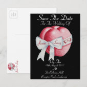 zwarte en rode harten met witte boog, met uitzonde aankondigingskaart (Voorkant / Achterkant)