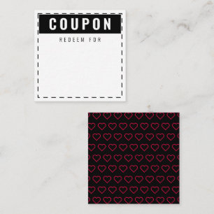 Zwarte en rode harten Patroon Modern Blank Coupons Notitiekaartje