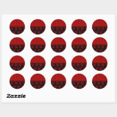 Zwarte en rode hematroon (2) ronde sticker (Vel)