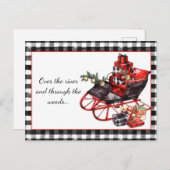 Zwarte en rode hoezen voor kerstmis briefkaart (Voorkant / Achterkant)