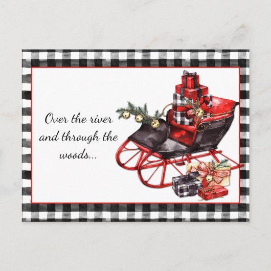 Zwarte en rode hoezen voor kerstmis briefkaart (Voorkant)