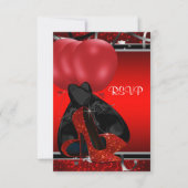 Zwarte en rode hoge hakken verjaardagsfeestje RSVP (Voorkant)