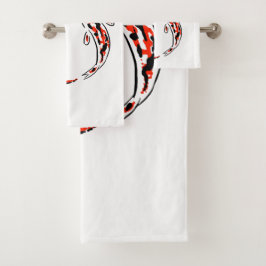 Zwarte en rode Japanse Koi visartistiek Bad Handdoek