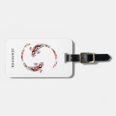 Zwarte en rode Japanse Koi visartistiek Bagagelabel (Voorkant horizontaal)