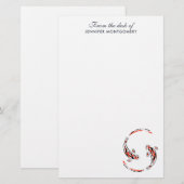 Zwarte en rode Japanse Koi visartistiek Briefpapier (Voorkant / Achterkant)