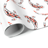 Zwarte en rode Japanse Koi visartistiek Cadeaupapier (Rol Hoek)