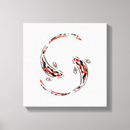 Zwarte en rode Japanse Koi visartistiek Canvas Afdruk