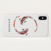 Zwarte en rode Japanse Koi visartistiek Case-Mate iPhone Case (Achterkant (horizontaal))