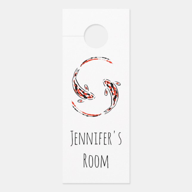 Zwarte en rode Japanse Koi visartistiek Deurhanger (Voorkant)