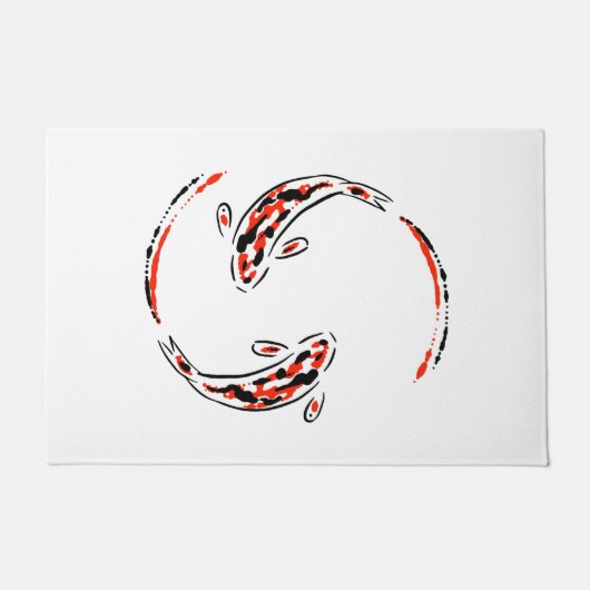 Zwarte en rode Japanse Koi visartistiek Deurmat (Voorkant)