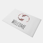 Zwarte en rode Japanse Koi visartistiek Deurmat (Schuin)