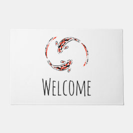 Zwarte en rode Japanse Koi visartistiek Deurmat