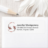 Zwarte en rode Japanse Koi visartistiek Etiket (Insitu)