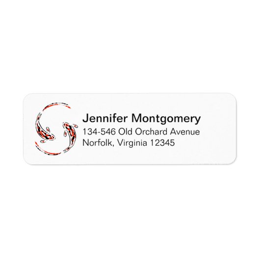 Zwarte en rode Japanse Koi visartistiek Etiket (Voorkant)