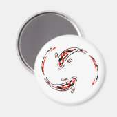 Zwarte en rode Japanse Koi visartistiek Magneet (Voorkant / Achterkant)