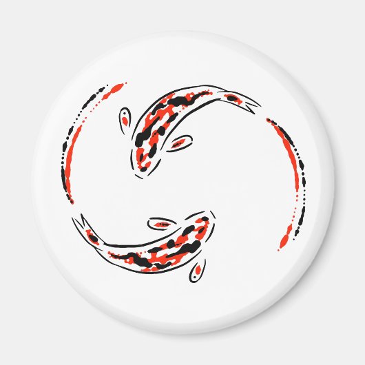 Zwarte en rode Japanse Koi visartistiek Magneet (Voorkant)