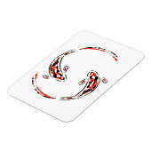 Zwarte en rode Japanse Koi visartistiek Magneet (Linkerzijde)