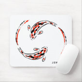 Zwarte en rode Japanse Koi visartistiek Muismat (Met muis)