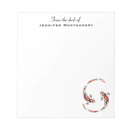 Zwarte en rode Japanse Koi visartistiek Notitieblok