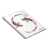 Zwarte en rode Japanse Koi visartistiek Notitieboek (Rechterzijde)