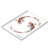 Zwarte en rode Japanse Koi visartistiek Notitieboek (Linkerzijde)