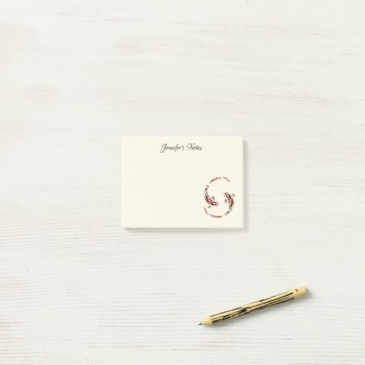 Zwarte en rode Japanse Koi visartistiek Post-it® Notes (Op bureau)