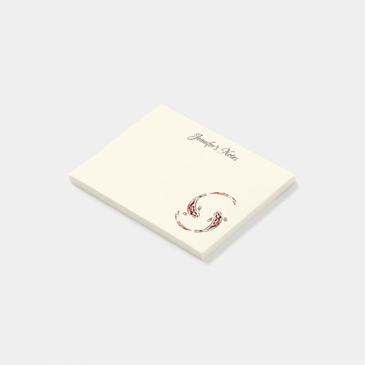 Zwarte en rode Japanse Koi visartistiek Post-it® Notes (Schuin)