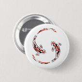Zwarte en rode Japanse Koi visartistiek Ronde Button 5,7 Cm (Voorkant /achterkant)