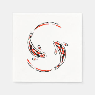 Zwarte en rode Japanse Koi visartistiek Servet