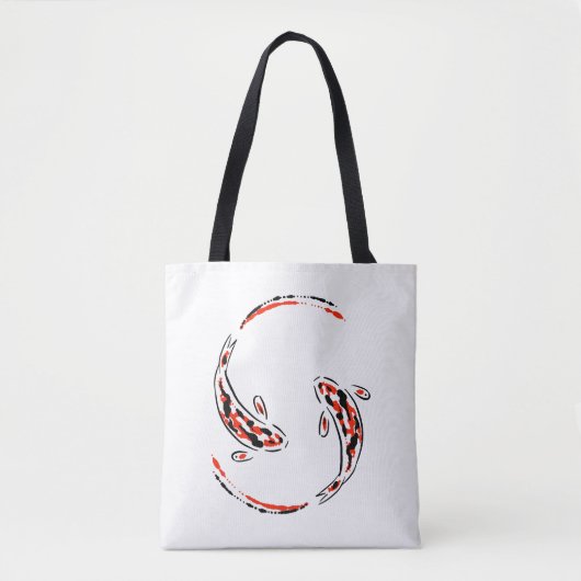 Zwarte en rode Japanse Koi visartistiek Tote Bag (Voorkant)